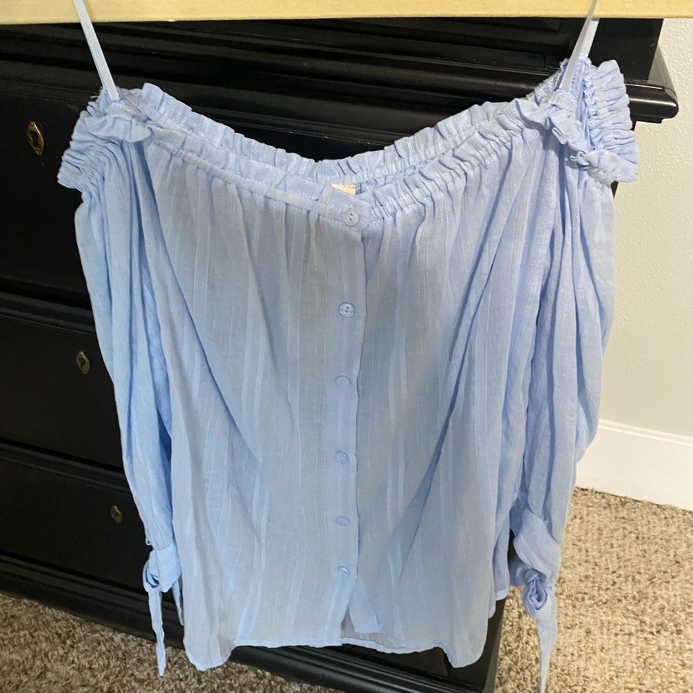 Button Down Off The Shoulder Top - image 1